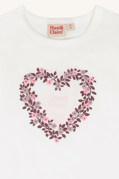 Hust & Claire - longsleeve Alma heart - ivory