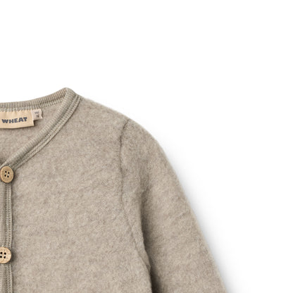 Wheat - merino wool fleece cardigan Kari - khaki melange