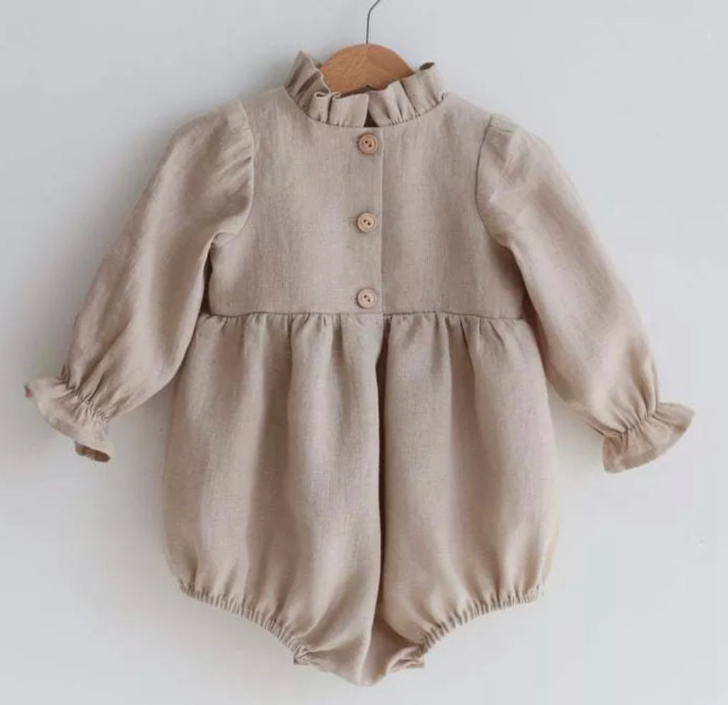 Linen cotton romper ~ oatmeal