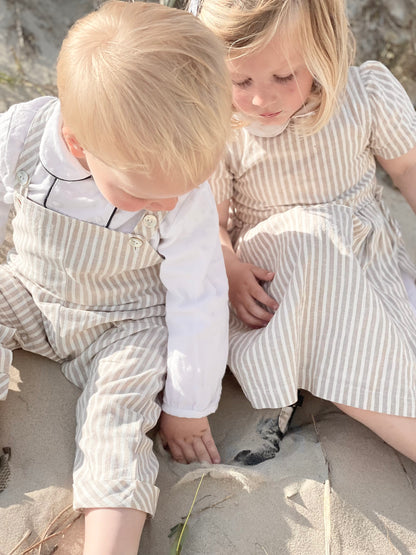 Linen overall stripe ~ sand