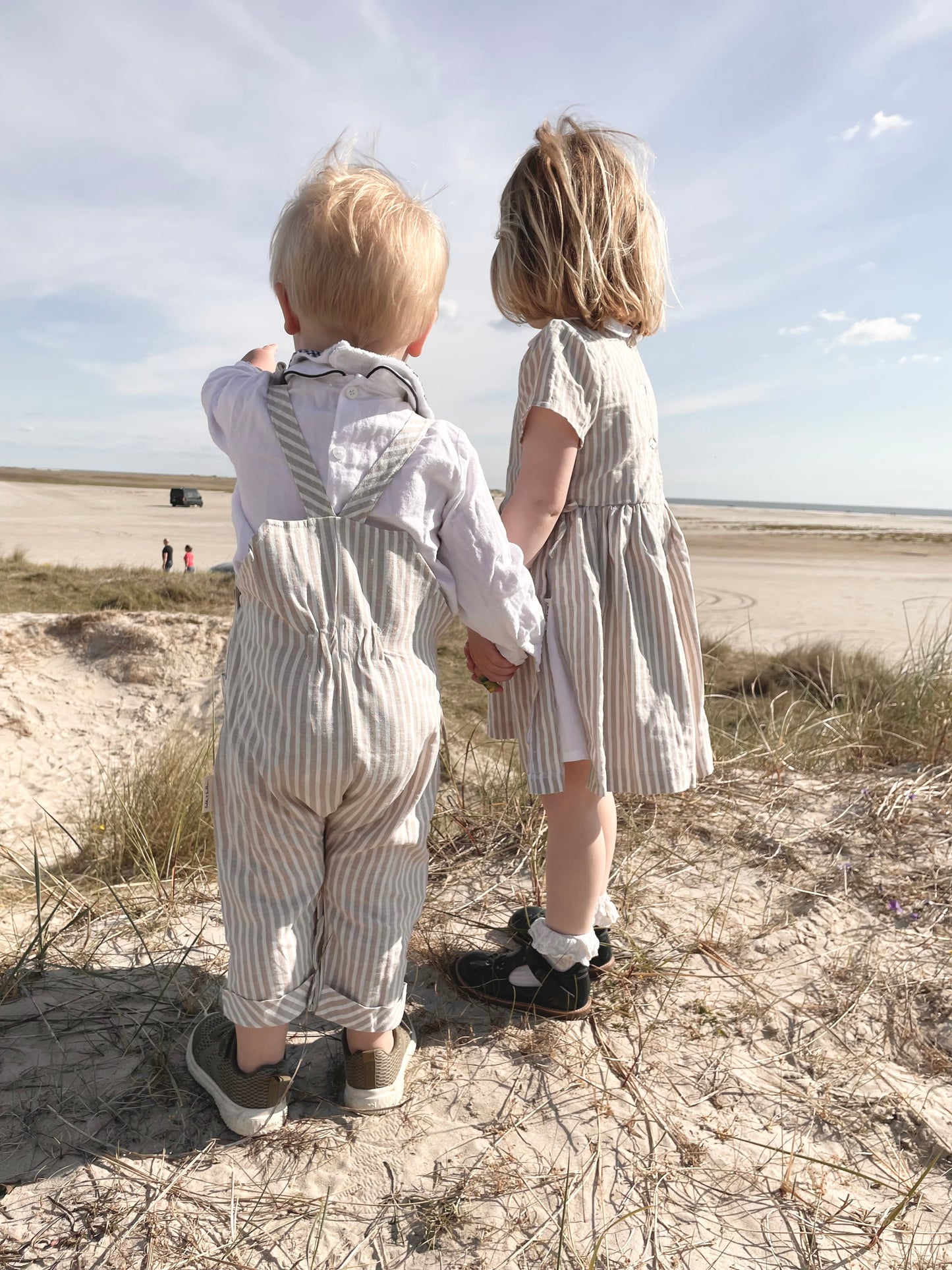 Linen overall stripe ~ sand