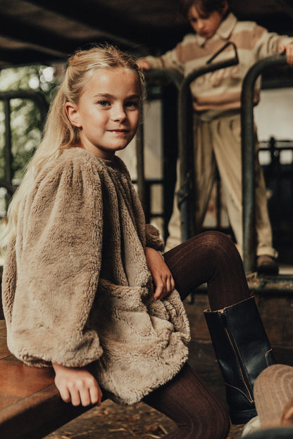 Baje Studio - faux fur dress Bowe - beige