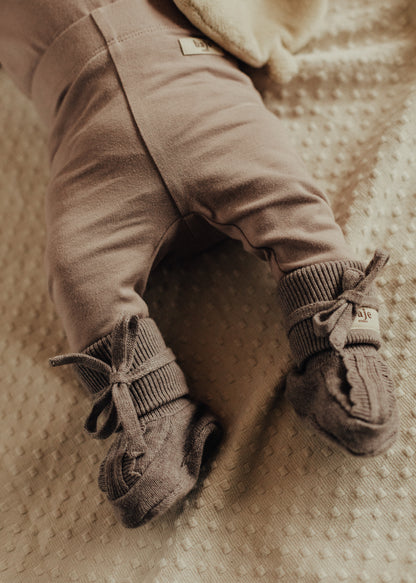 Knitted booties Foul ~ taupe