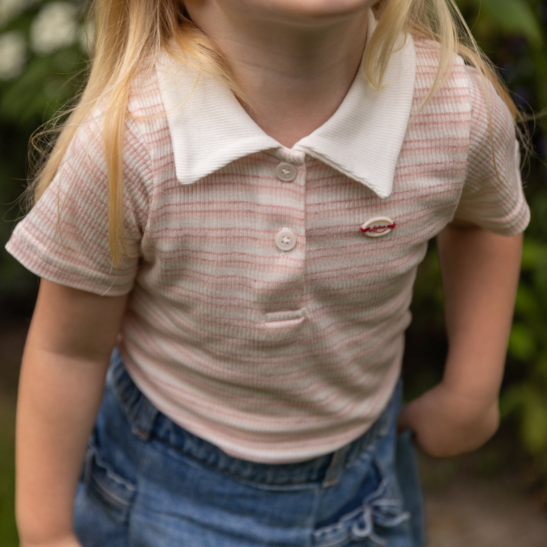 Korean Brands - stripe polo - soft pink
