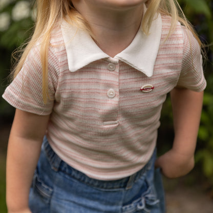 Korean Brands - stripe polo - soft pink
