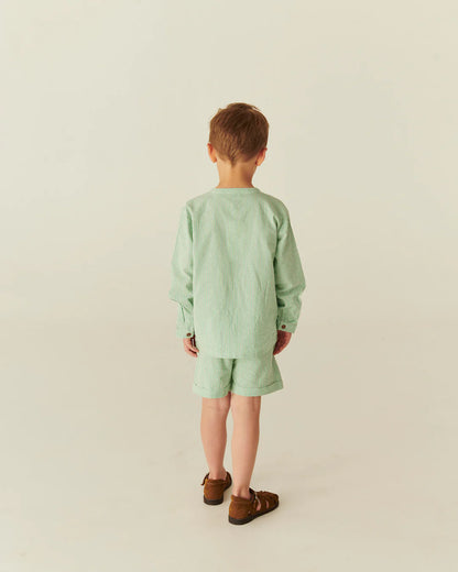 Copenhagen Colors - sporty seersucker shorts - sharp green stripe