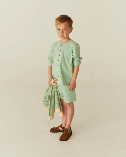 Copenhagen Colors - sporty seersucker shorts - sharp green stripe