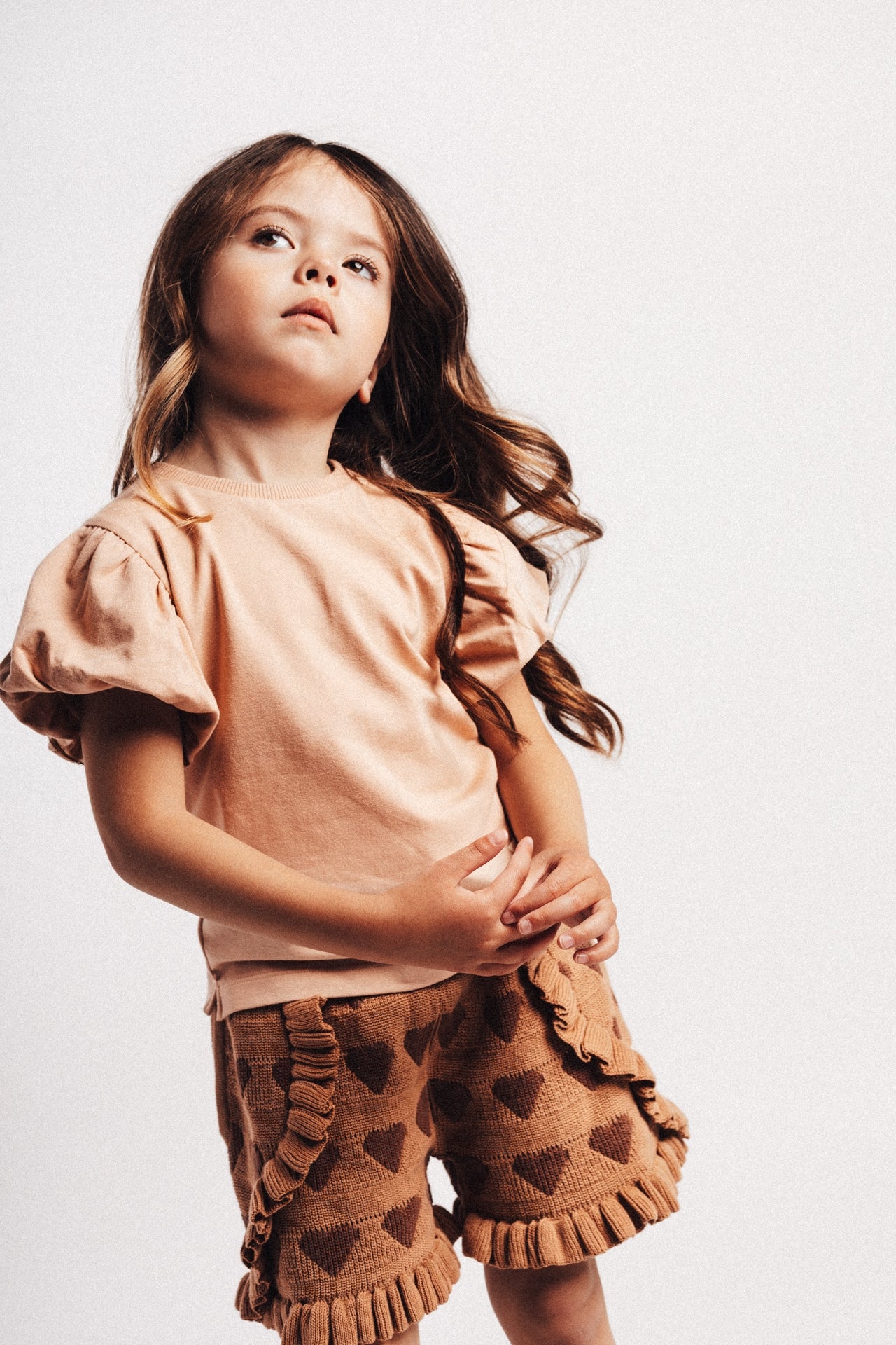 Baje Studio - knit heart shorts Casares - peach almond