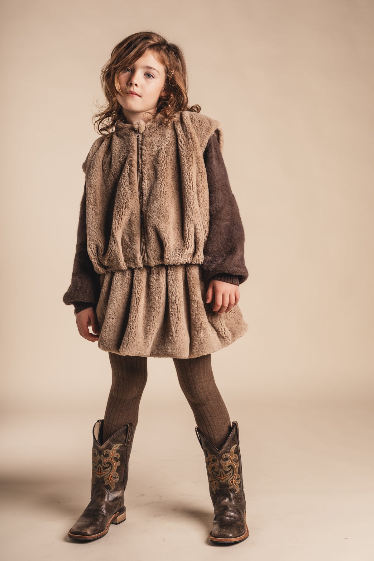 Baje Studio - faux fur skirt Cez - beige