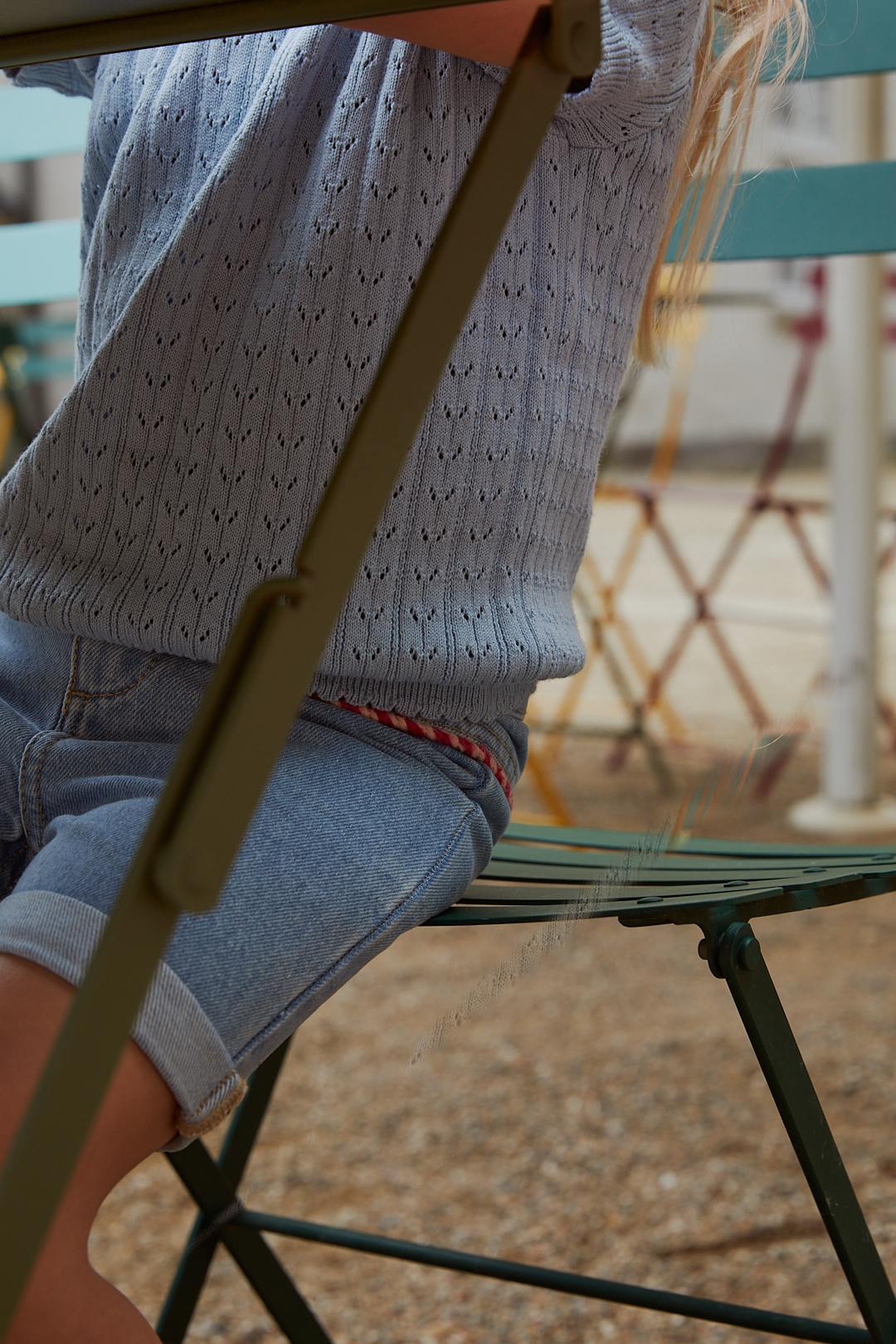 Copenhagen Colors - knitted pointelle top - dusty blue