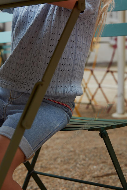 Copenhagen Colors - knitted pointelle top - dusty blue