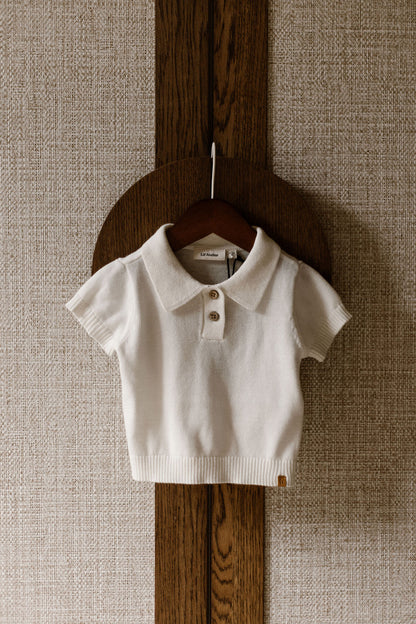 Lil'Atelier - knitted polo baby - coconut milk