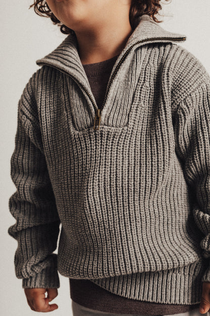 Knitted zipper pullover Lennox ~ dark grey