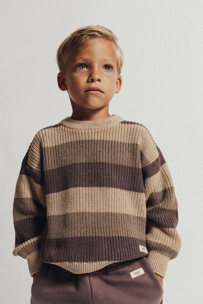 Stripe pullover Surrey~ taupe/purple