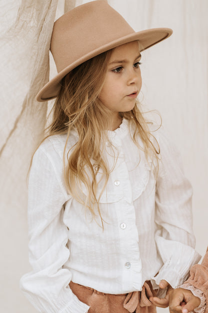 Ruffle blouse ~ white embroidery