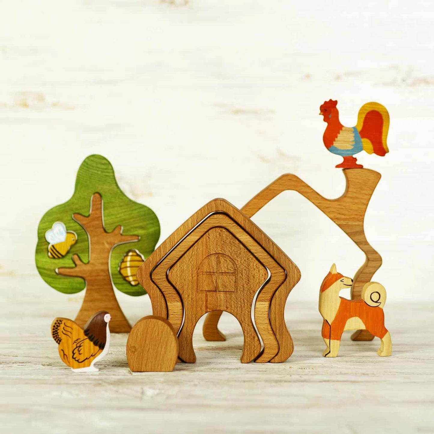 Houten puzzel huis