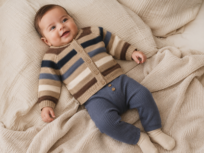Hust & Claire - knitted rib pants Ger - blue storm