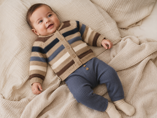 Hust & Claire - knitted rib pants Ger - blue storm
