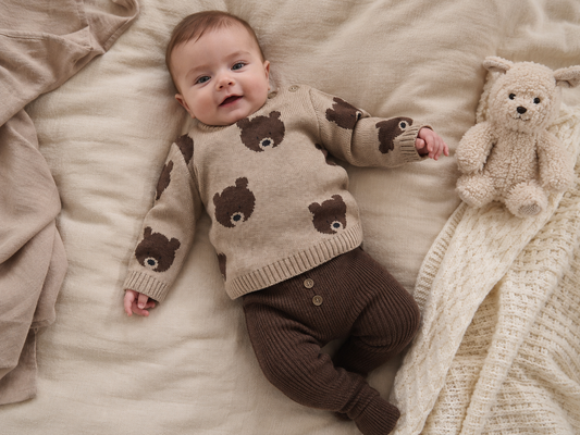 Hust & Claire - knitted rib pants Ger - toffee melange