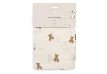 Jollein - hydrofiele washandjes Mini Teddy Bear - 3 stuks