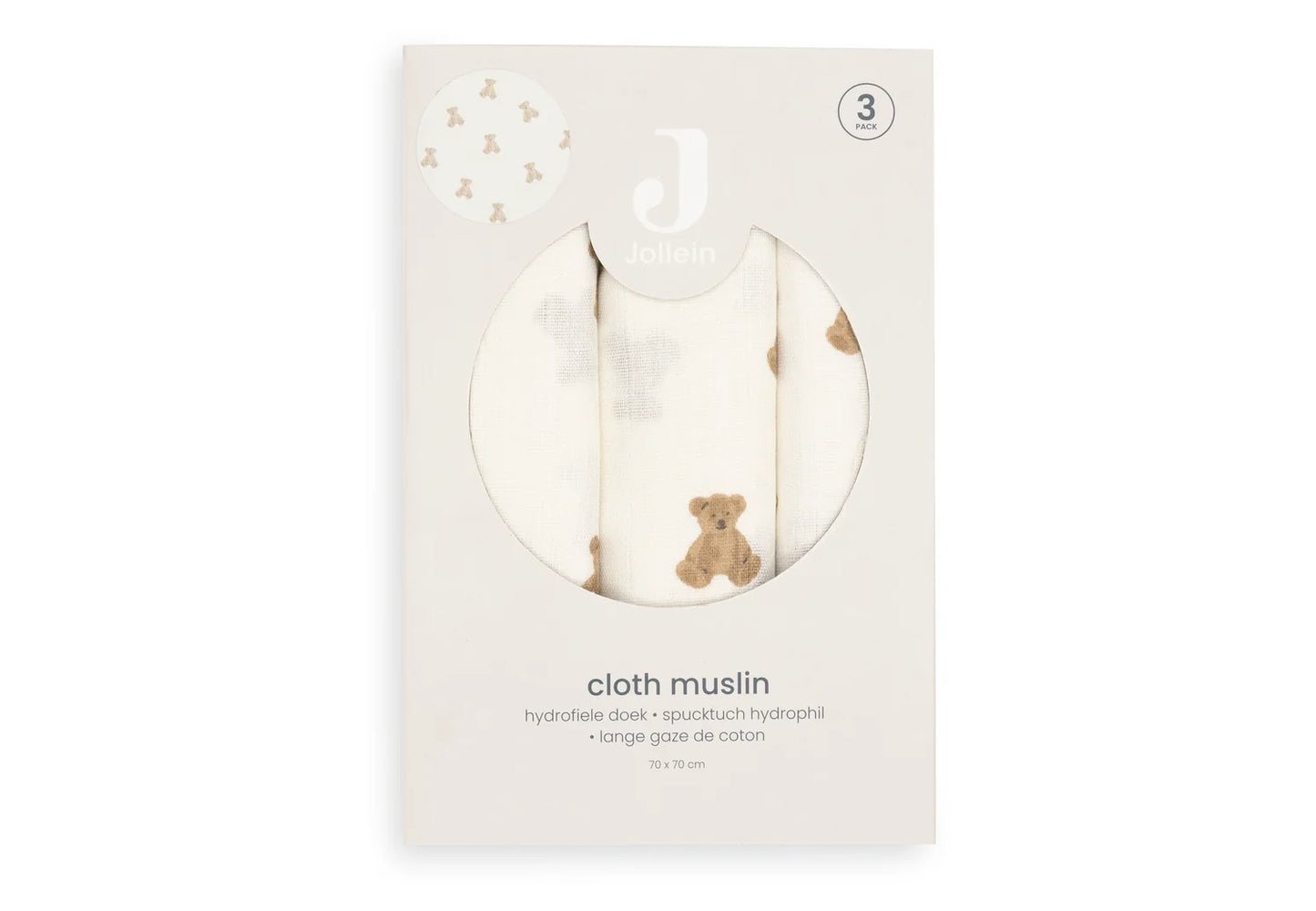 Jollein - hydrofiele doeken Mini Teddy Bear - 3 stuks