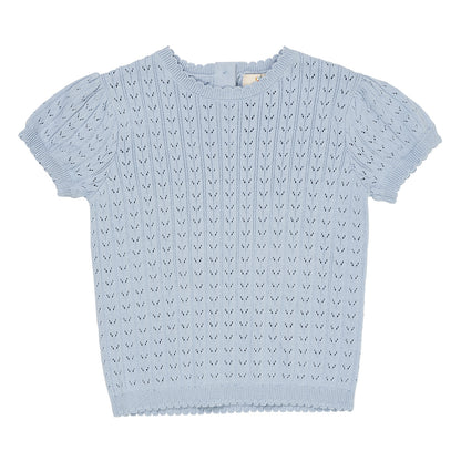 Knitted pointelle top - dusty blue