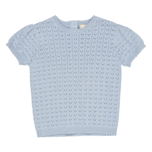 Knitted pointelle top - dusty blue