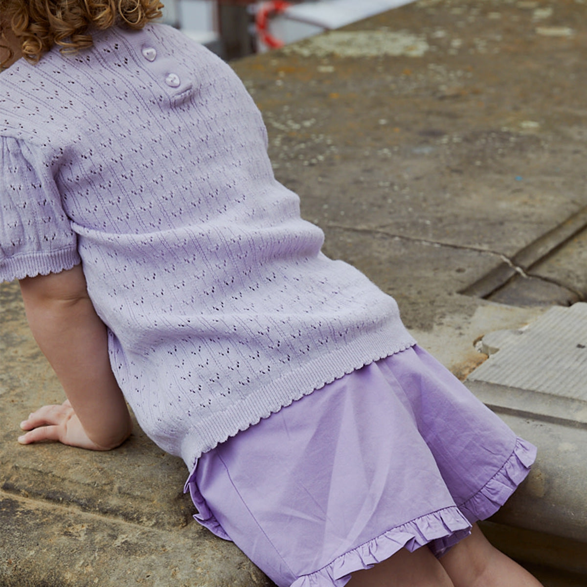 Knitted pointelle top - lavender