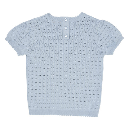 Knitted pointelle top - dusty blue