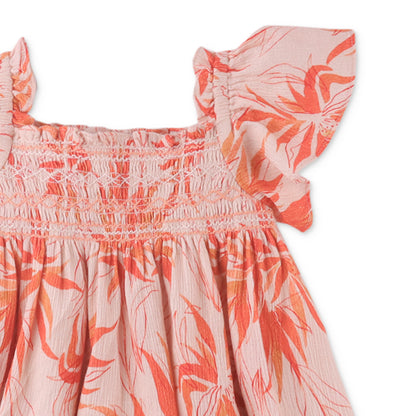 Flower dress Lillian - orange/pink