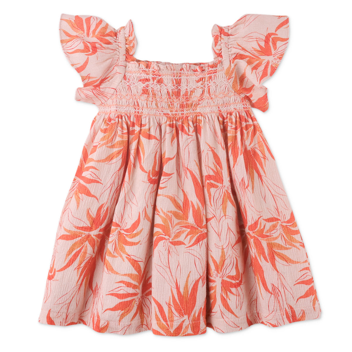 Flower dress Lillian - orange/pink