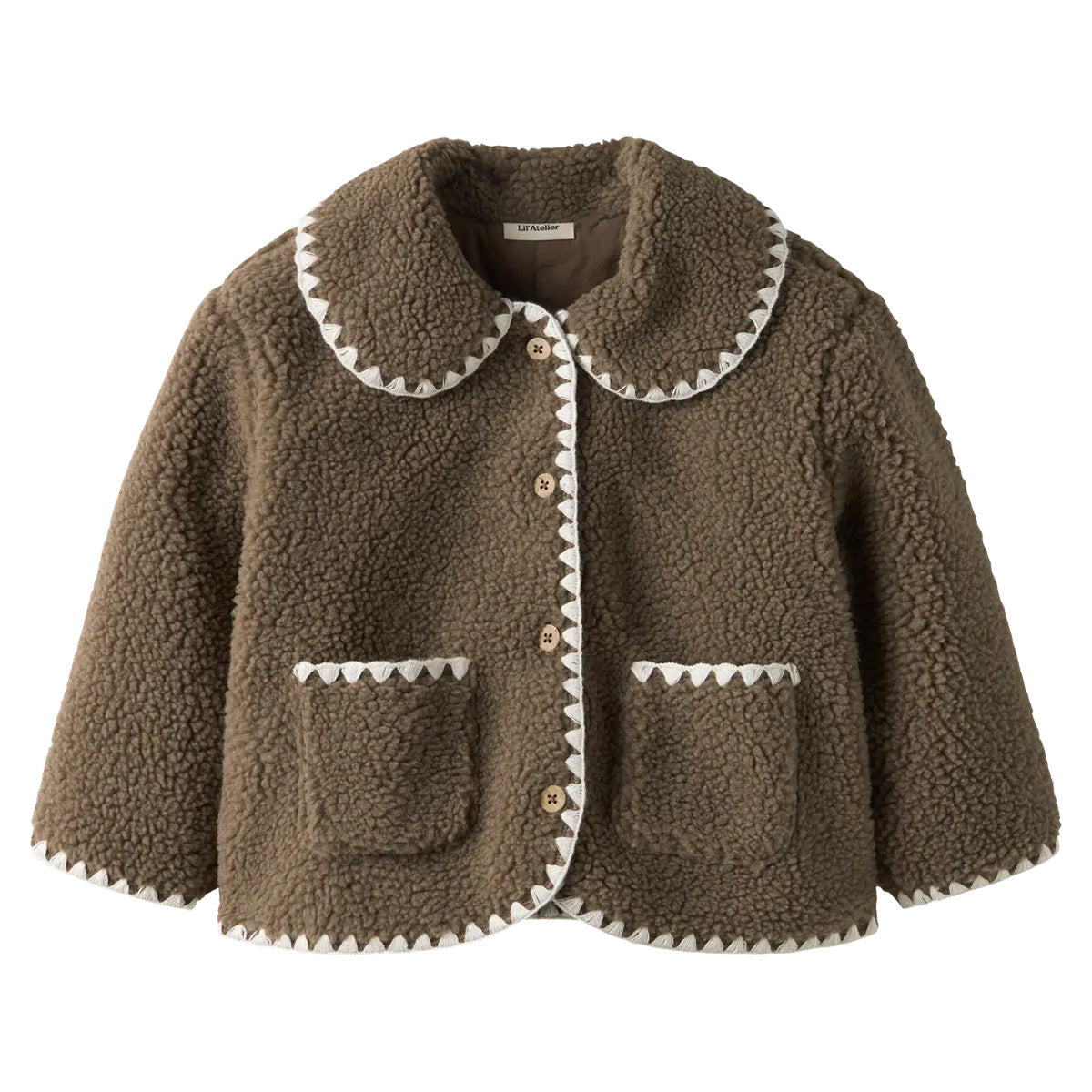 Lil'Atelier - loose fit teddy jacket - shitake brown