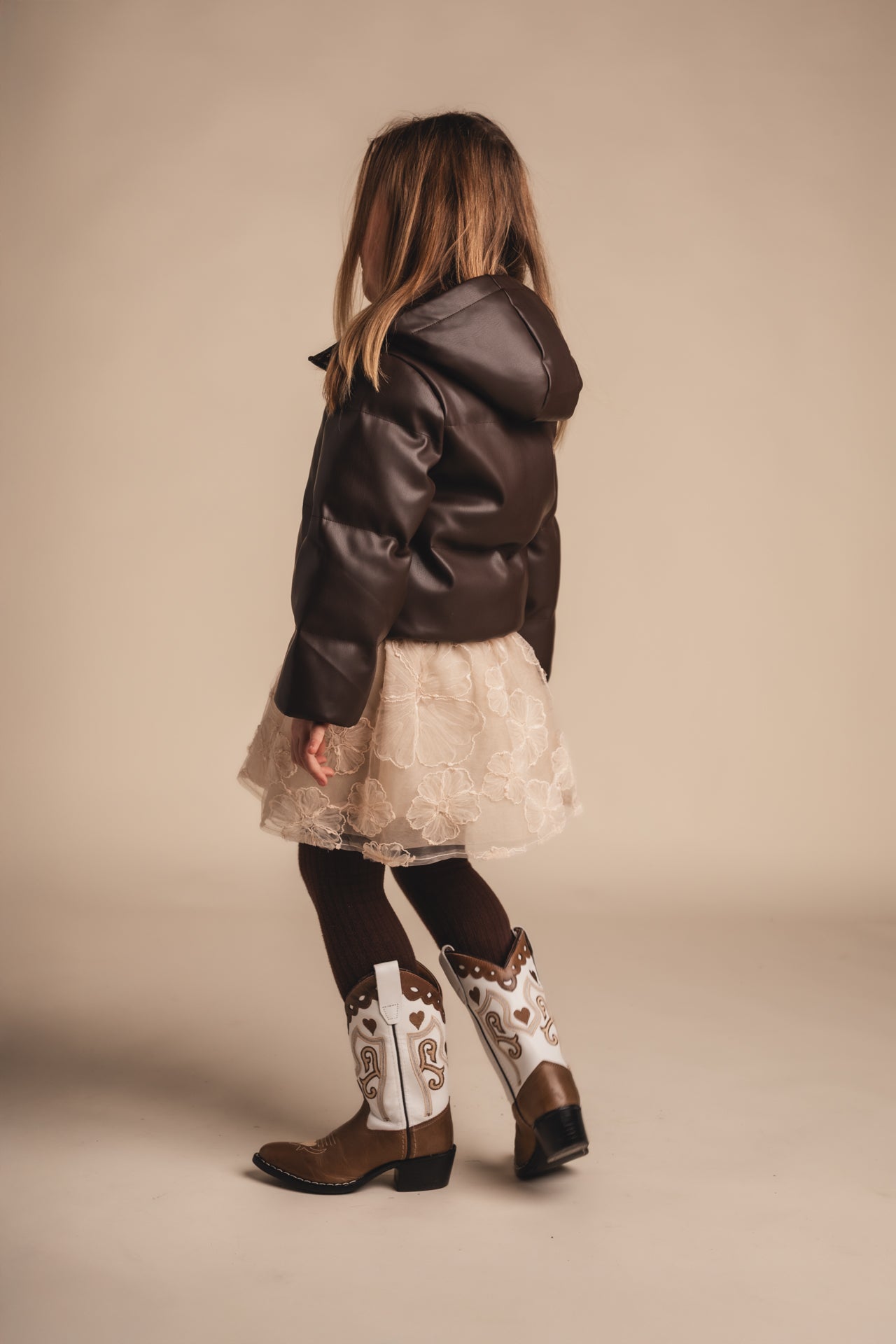 Baje Studio - leather look jacket Layan - brown choco
