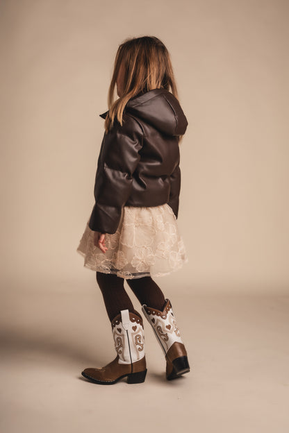 Baje Studio - leather look jacket Layan - brown choco