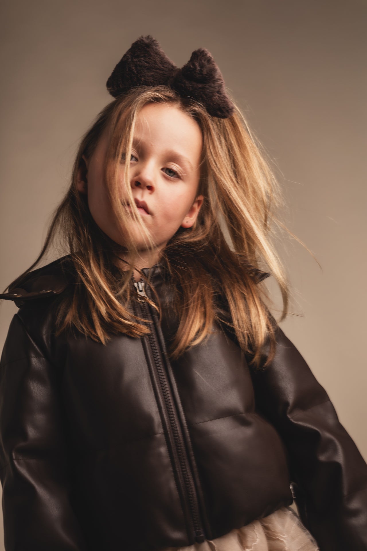 Baje Studio - leather look jacket Layan - brown choco