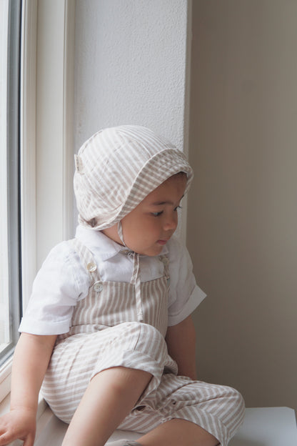 Linen overall stripe ~ sand