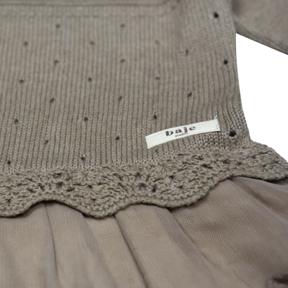 Knitted tule dress London ~ taupe