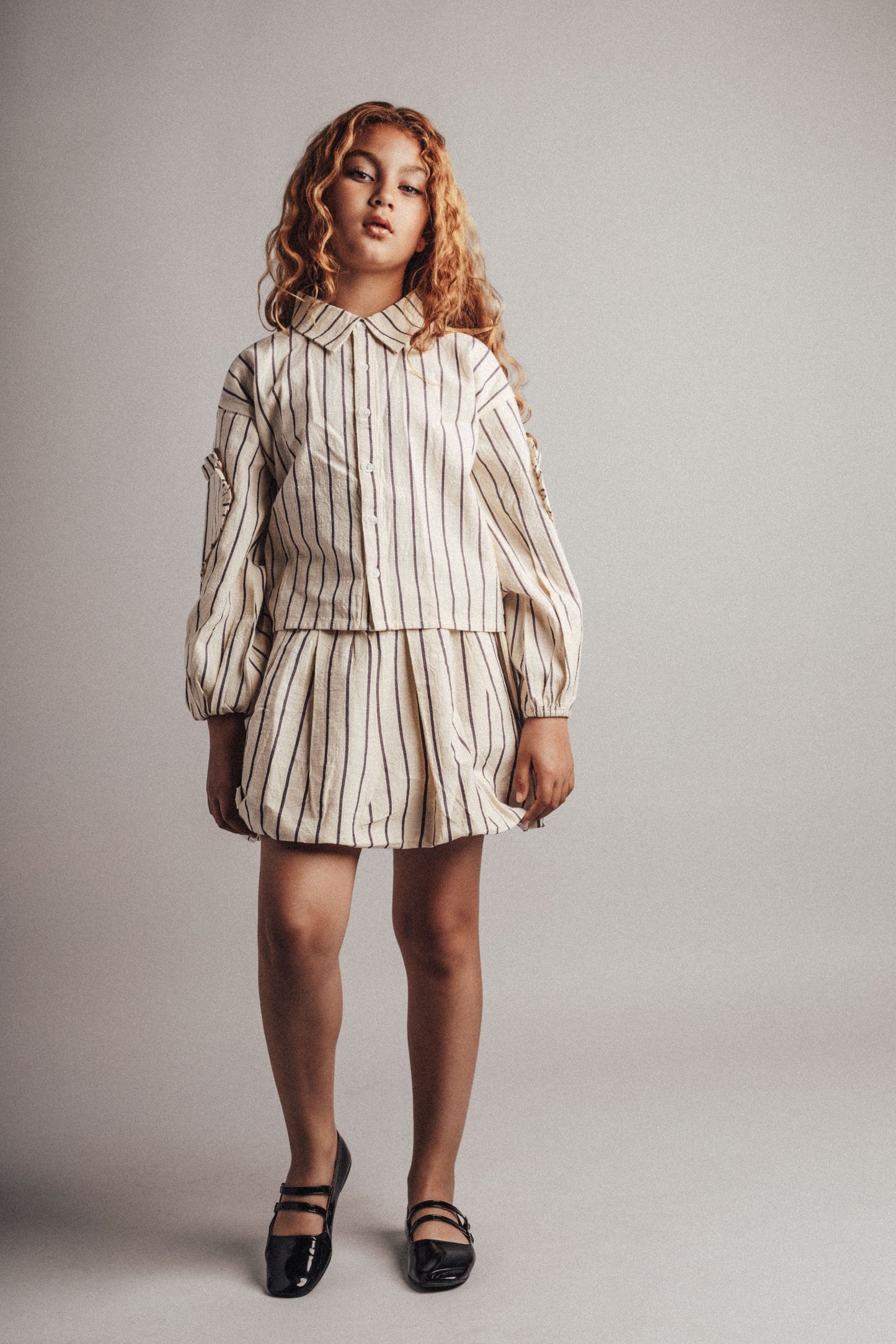 Labo - balloon skirt Lot - lavender grey stripe