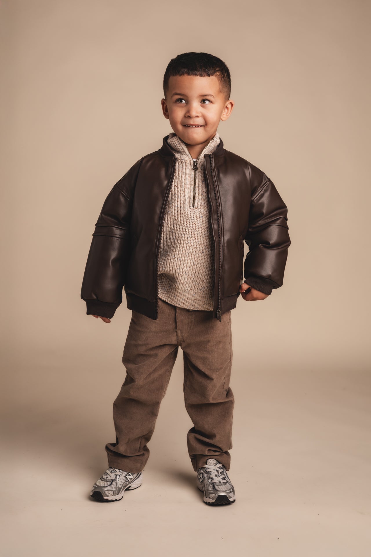Baje Studio - leather look jacket Luigi - brown choco