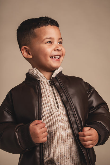 Baje Studio - leather look jacket Luigi - brown choco