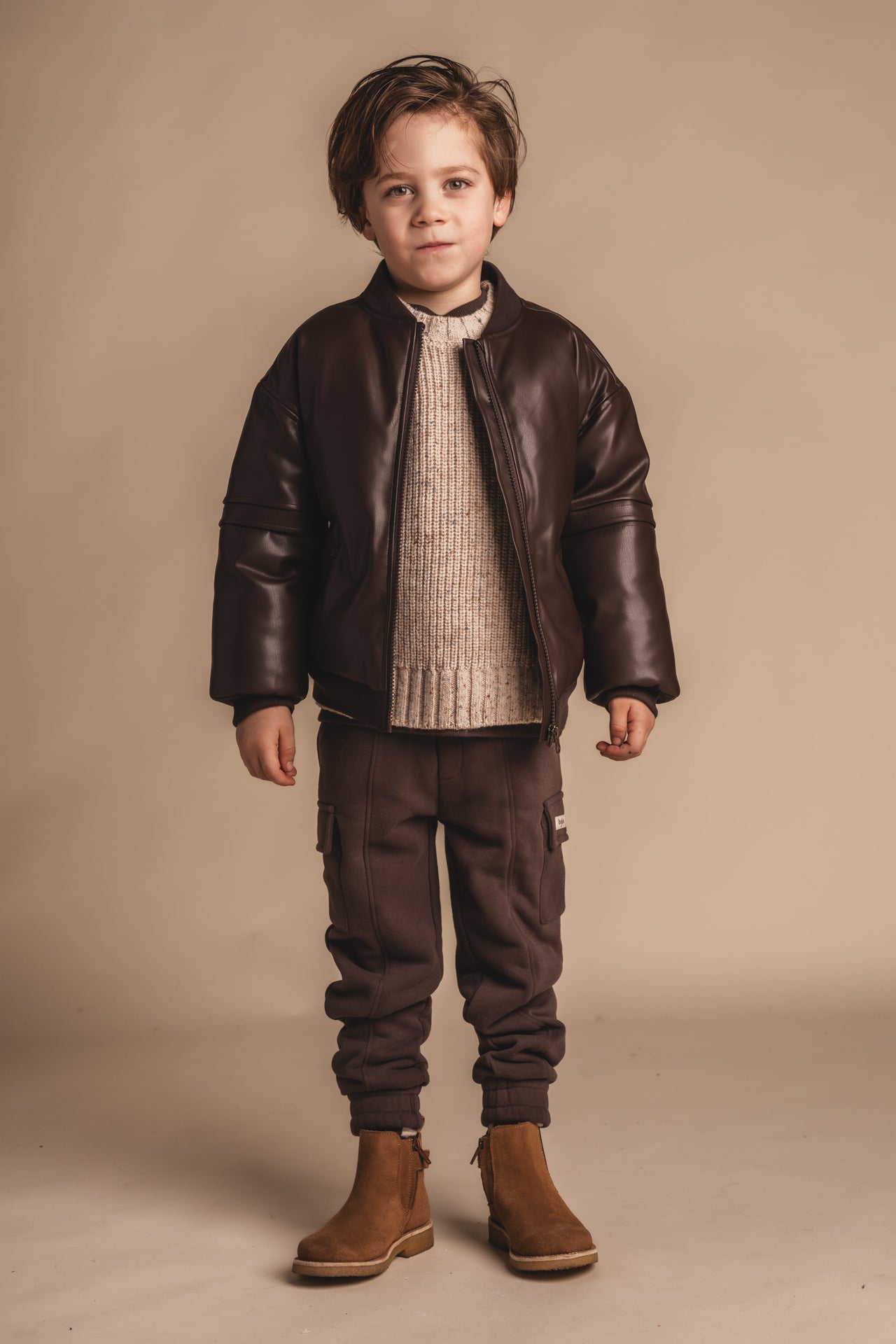 Baje Studio - leather look jacket Luigi - brown choco