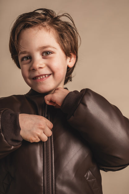 Baje Studio - leather look jacket Luigi - brown choco
