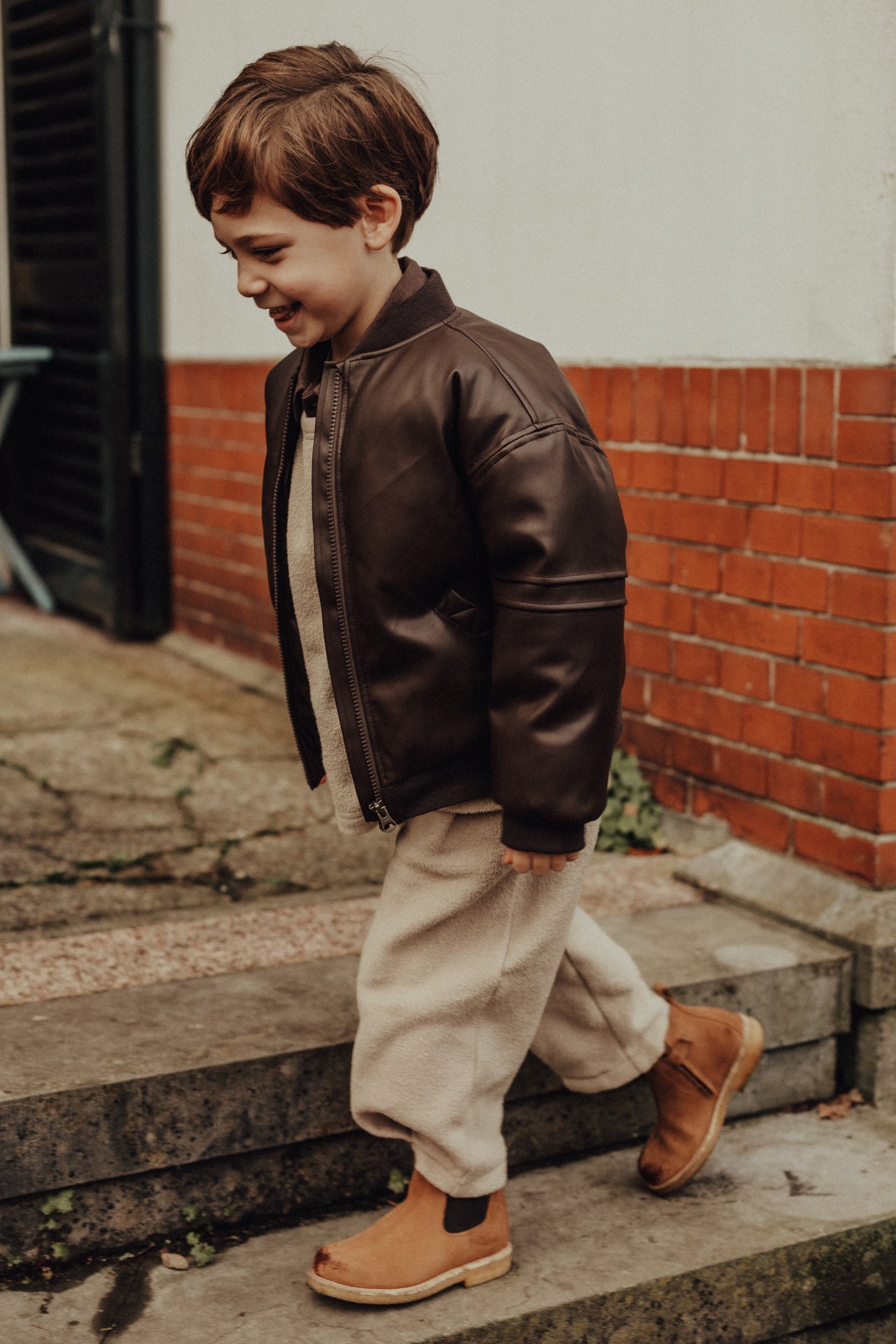 Baje Studio - leather look jacket Luigi - brown choco