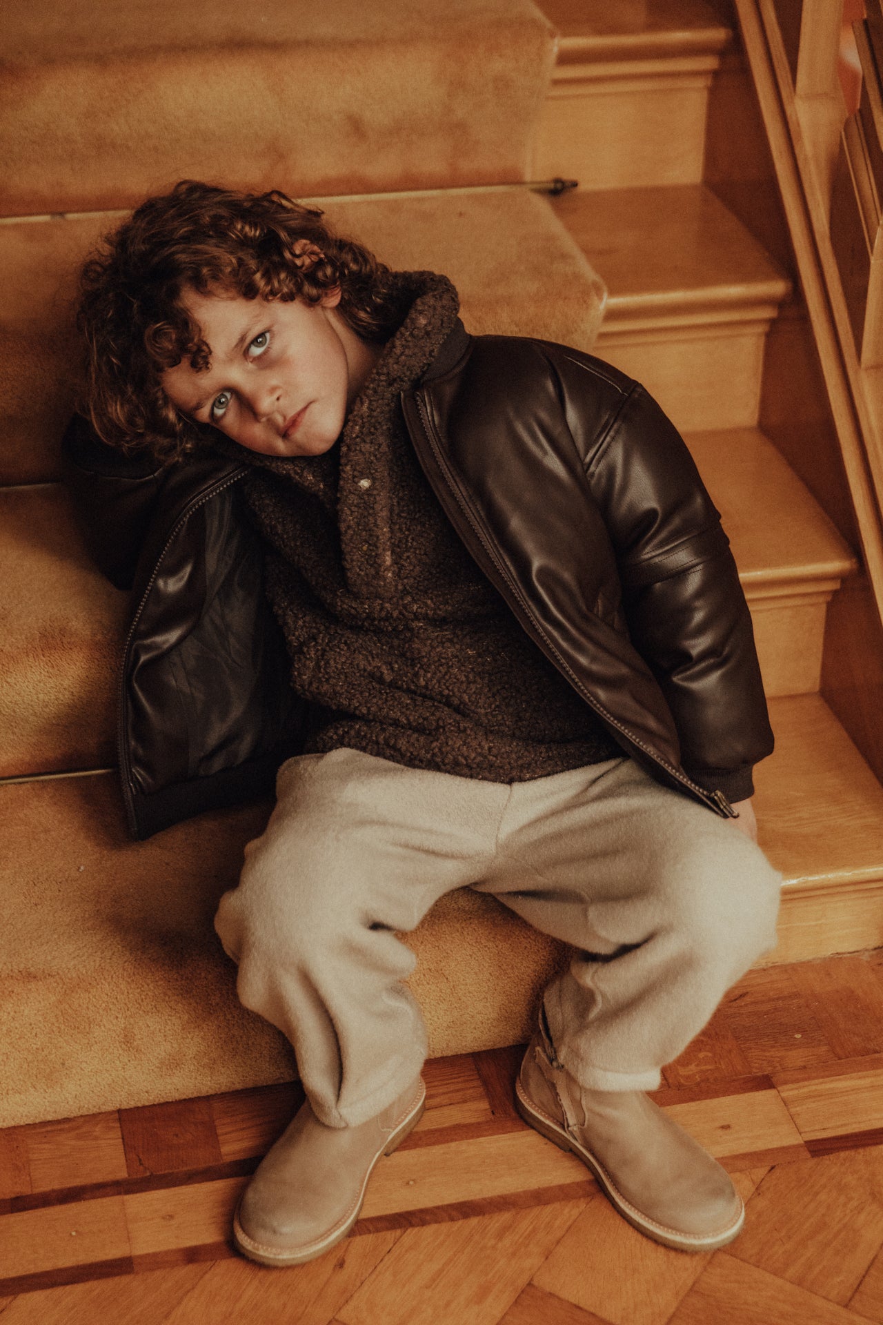 Baje Studio - leather look jacket Luigi - brown choco
