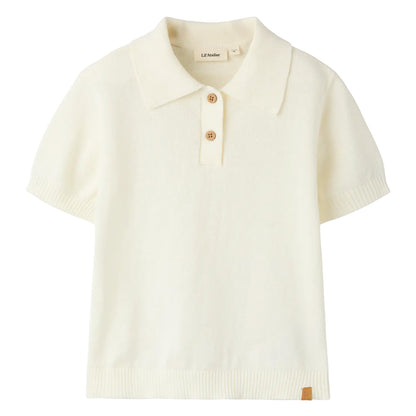 Lil'Atelier - knitted polo kid - coconut milk