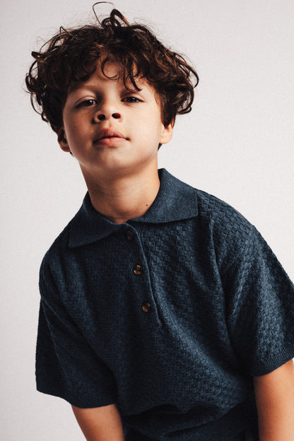 Baje Studio - knitted polo Milo - blue dark