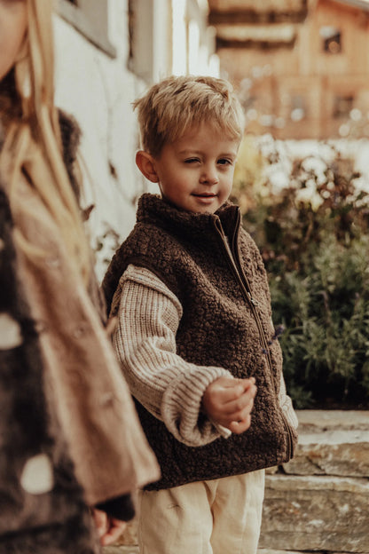 Baje Studio - teddy gilet Myso - brown choco