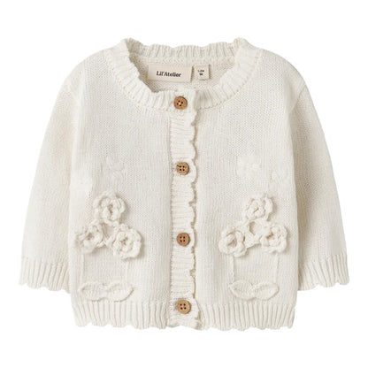 Lil'Atelier - knitted cardigan flower - coconut milk