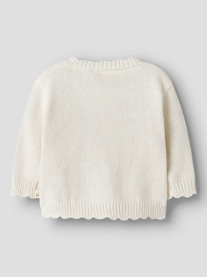 Lil'Atelier - knitted cardigan flower - coconut milk