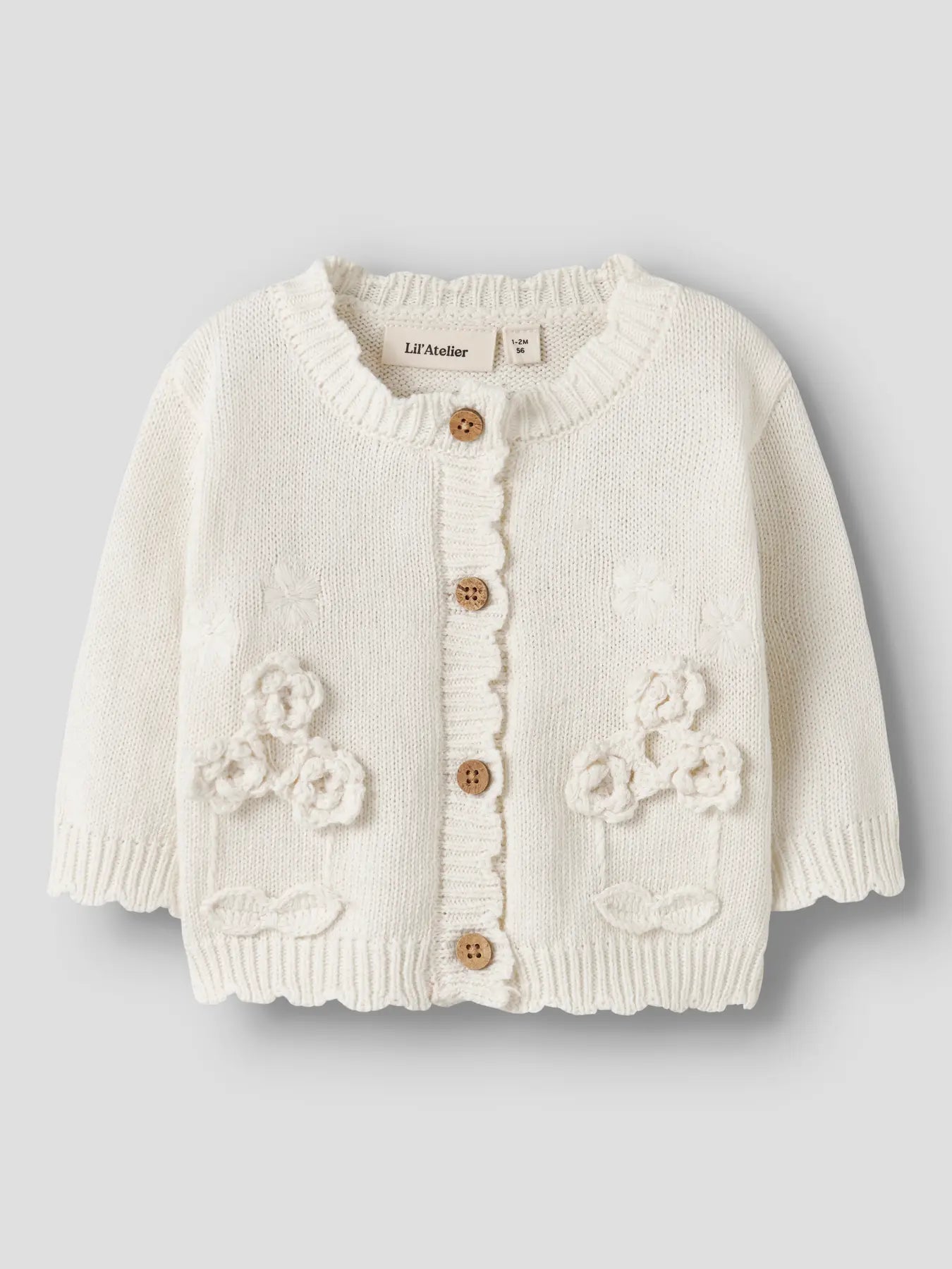 Lil'Atelier - knitted cardigan flower - coconut milk
